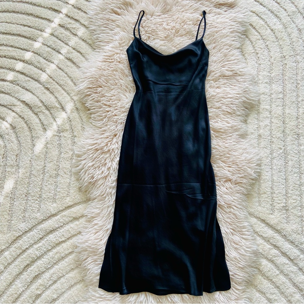 Express Cowl Neck Satin MIDI Slip Dress